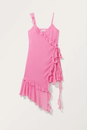Monki Asymmetric Ruffled Wrap Dress