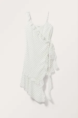 Monki Asymmetric Ruffled Wrap Dress