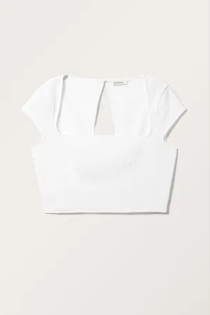 Monki Cropped Seersucker Top