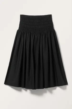 Monki Smocked Midi Cotton Skirt