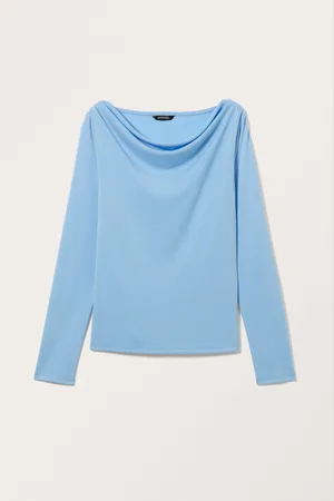 Monki Long sleeved ruched boat neck top