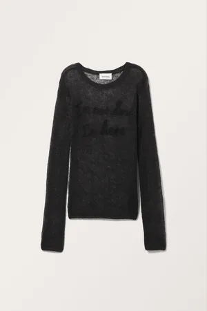 Monki Long-Sleeved Sheer Knitted Graphic Top