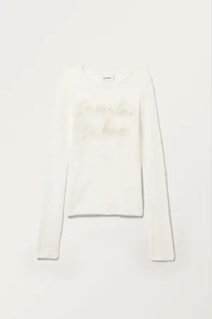 Monki Long-Sleeved Sheer Knitted Graphic Top