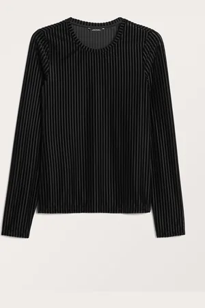 Monki Long sleeved ribbed velour top