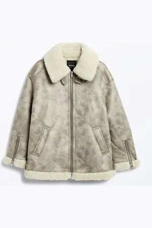 Monki Oversized faux leather aviator jacket
