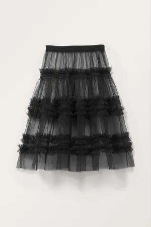 Monki Frilled Midi Tulle Skirt