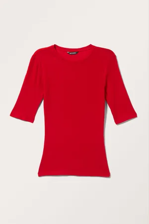 Monki Stretchy Short Sleeve Cotton Top