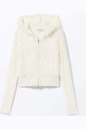 Monki Hairy Knitted Zip Hoodie