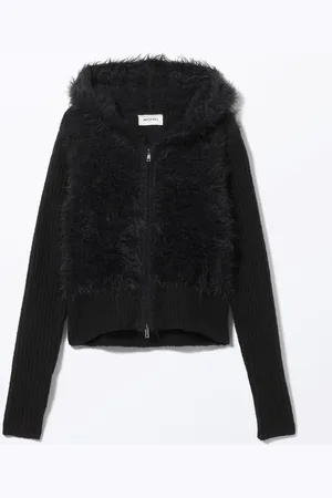 Monki Hairy Knitted Zip Hoodie