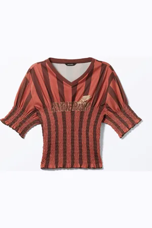 Monki Smocked Striped Top
