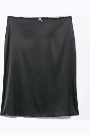 Monki Lace Trim Midi Skirt