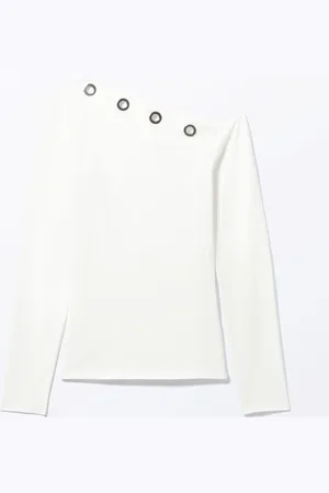 Monki Long-Sleeved Asymmetric Cotton Top