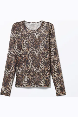 Monki Long-Sleeved Printed Mesh Top