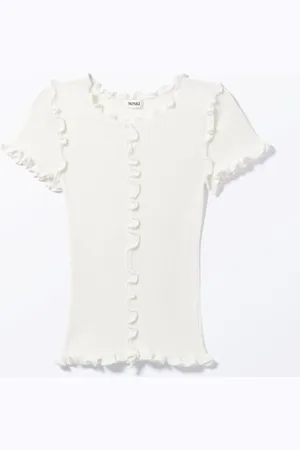 Monki Frill-Edge Ribbed Knitted Top
