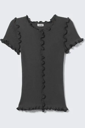 Monki Frill-Edge Ribbed Knitted Top