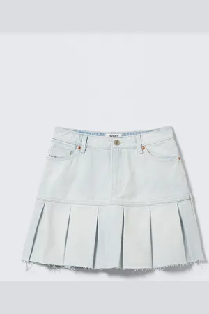 Monki Pleated Mini Denim Skirt