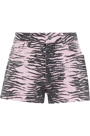 Ganni Shorts vaqueros de tiro alto estampados