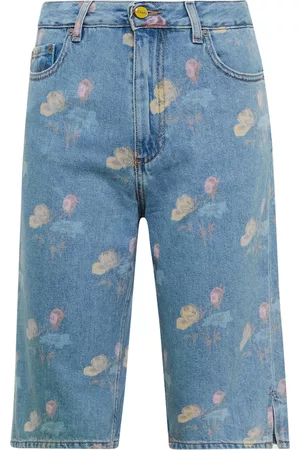Ganni Floral denim Bermuda shorts