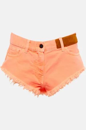 Palm Angels Frayed mid-rise denim shorts