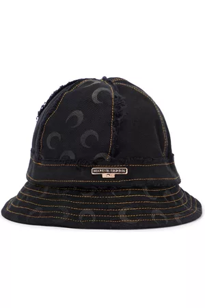 Marine Serre Naiset Hatut - Printed denim bucket hat