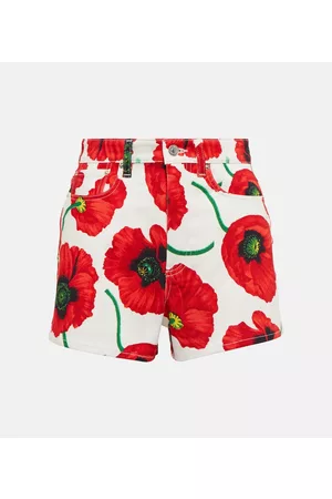 Kenzo Floral high-rise cotton denim shorts