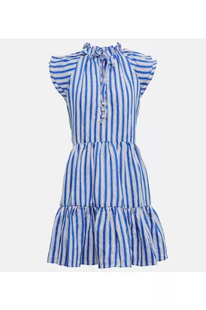 Veronica Beard Striped linen-blend minidress