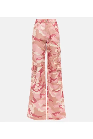 Alessandra Rich Camouflage high-rise wide-leg cotton cargo pants