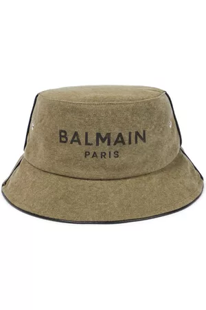 Balmain Leather-trimmed canvas bucket hat