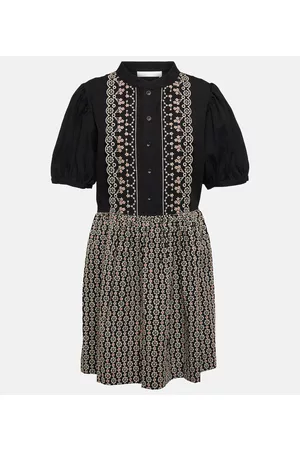 See By ChloÃ© Floral embroidered cotton minidress