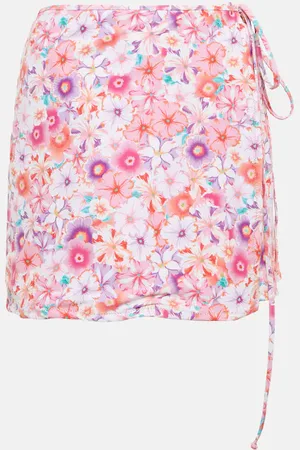 Reina Olga Floral high-rise wrap miniskirt