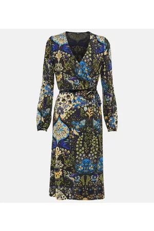 Etro Printed wrap wool-blend midi dress