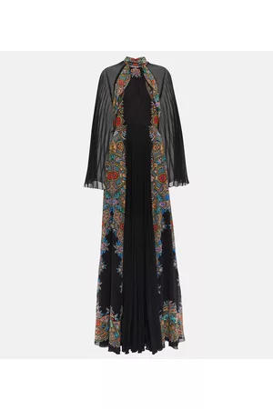 Etro Floral pleated georgette gown