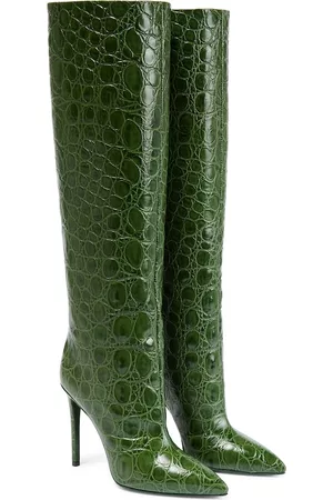 PARIS TEXAS Naiset Ylipolvensaappaat - Croc-effect leather knee-high boots