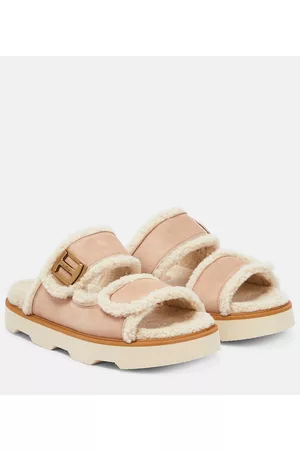 Hogan Flat shearling-lined suede sandals