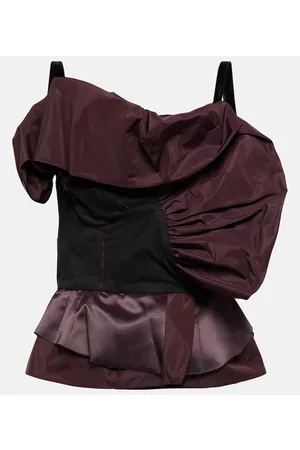 Maison Margiela Deconstructed satin and mesh top