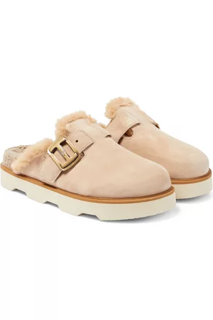 Hogan Faux fur-lined suede slippers