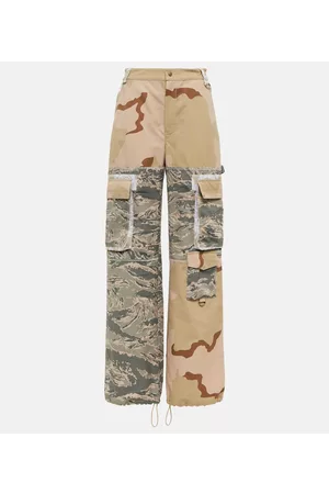 Marine Serre Naiset Reisitaskuhousut - Patchwork cotton cargo pants