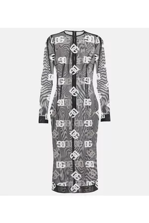 Dolce & Gabbana Printed sheer logo midi dress