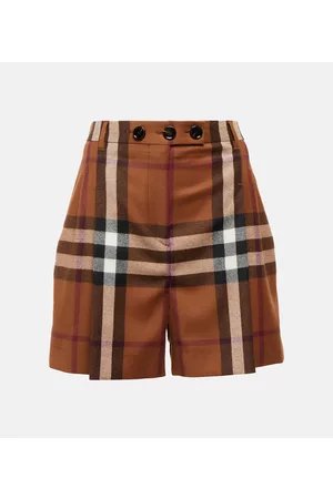 Burberry Checked high-rise wool shorts