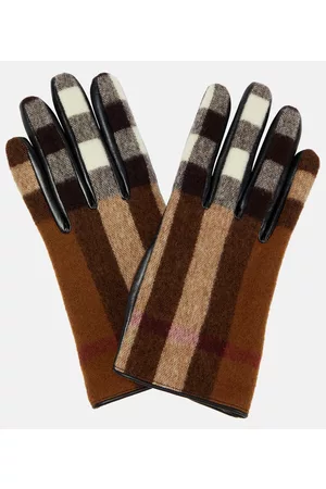 Burberry Checked paneled wool gloves