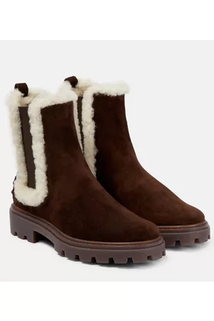 Tod's Shearling-trimmed suede Chelsea boots