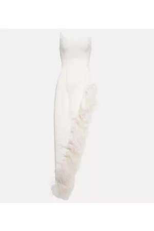 DAVID KOMA Naiset Maksimekot - Feather-trimmed cady gown
