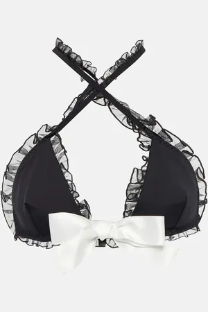 Giambattista Valli Ruffled crossover halter bikini top