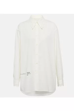 Maison Margiela Lace-trimmed cotton poplin shirt