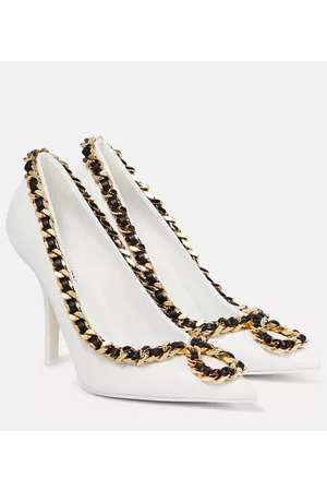 Burberry Chain-trimmed leather pumps