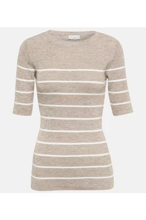 Brunello Cucinelli Striped linen-blend T-shirt