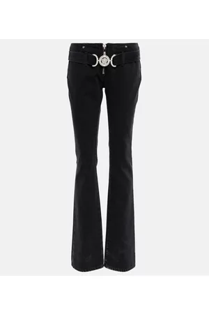VERSACE Belted low-rise flared jeans