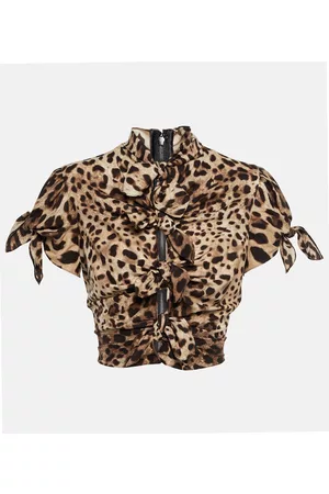 Dolce & Gabbana Leopard-print silk-blend crop top