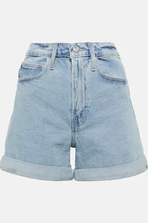 Frame High-rise cuffed denim shorts
