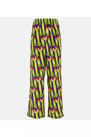 Gucci Naiset Leveälahkeiset - Printed wide-leg silk pants